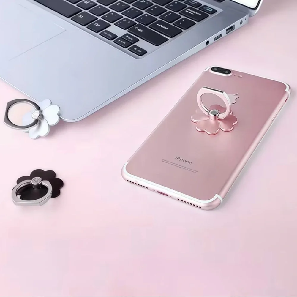 Universal Lucky Clover Metal Cell Phone Ring Holder - 3-Piece Floral Variety